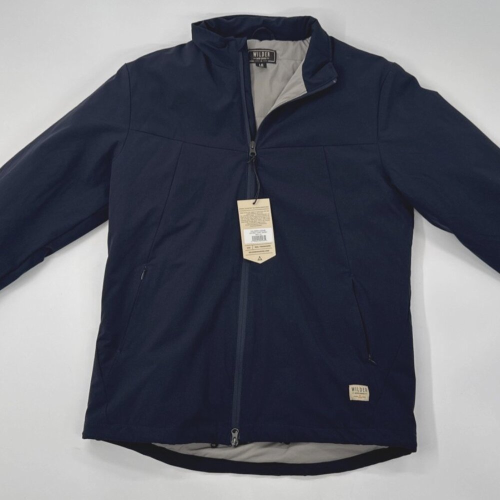 Wilder and Sons Nylon Jacket Mens Large Blue Insulated Lined Stretch Zip NEW